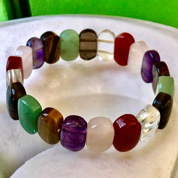 Stretch Bracelets Beads Gemstones Lot of 3 - Picture 5 of 10